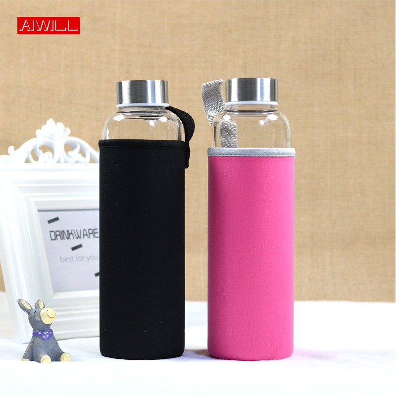 Outdoor Sport Glass Water Bottle - Aiwill-保護バッグ付きスポーツグラスボトル,280ml/360ml/550ml,アウトドアバイクボトル,高品質のフルーツボトル,特別オファー