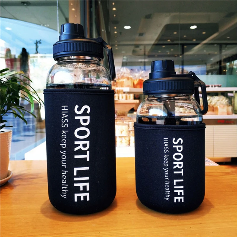 ポータブルスポーツガラス瓶,大容量,700ml/1000ml - Outdoor Sport Glass Water Bottle のレビューと価格